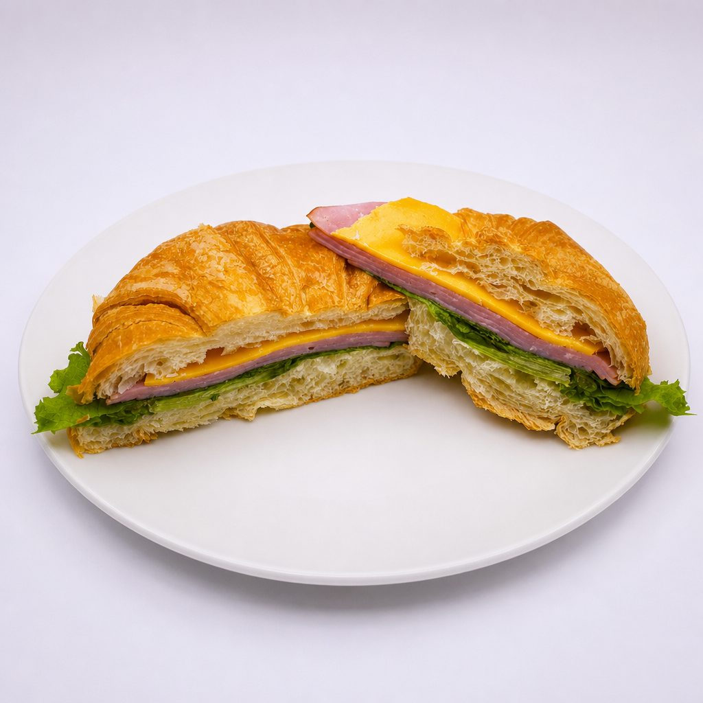 Ham & Cheddar Croissant Sandwich.