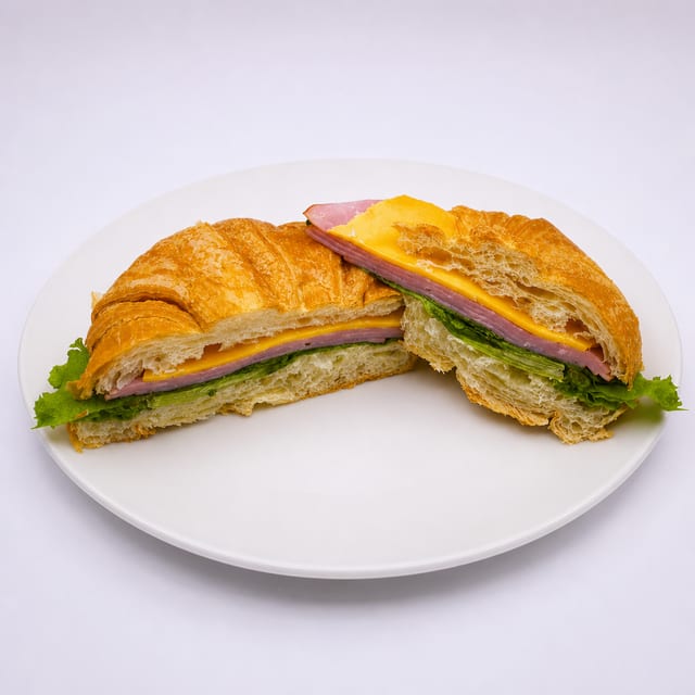 Ham & Cheddar Croissant Sandwich.